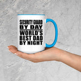 Security Guard By Day World's Best Dad By Night - 15oz Accent Mug Blue