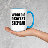 World's Okayest Step Dad - 15oz Accent Mug Blue