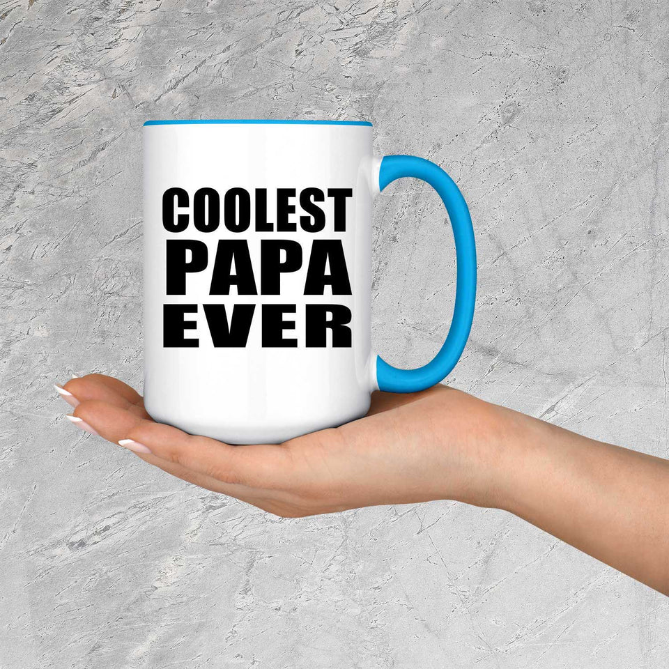 Coolest Papa (Grandpa) Ever - 15oz Accent Mug Blue
