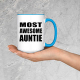 Most Awesome Auntie - 15oz Accent Mug Blue
