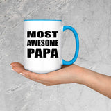 Most Awesome Papa (Grandpa) - 15oz Accent Mug Blue