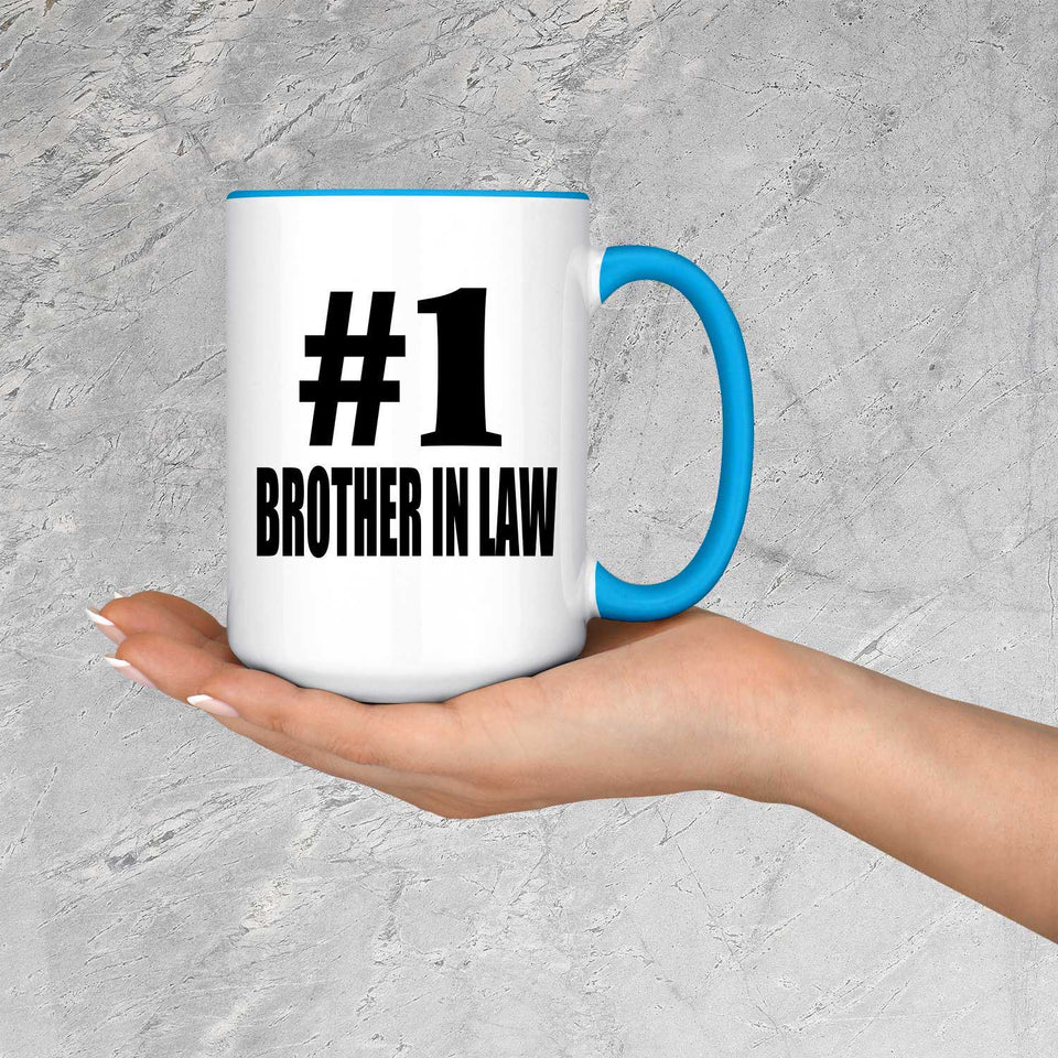 Number One #1 Brother In Law - 15oz Accent Mug Blue