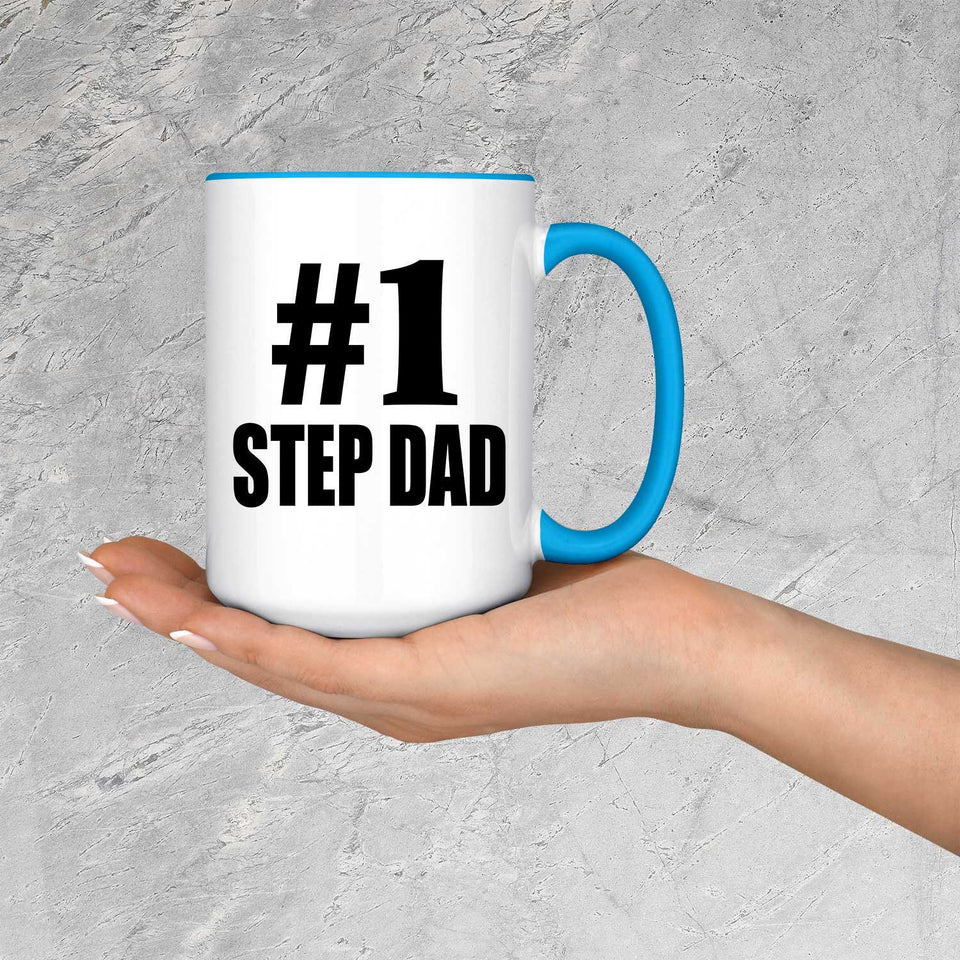 Number One #1 Step Dad - 15oz Accent Mug Blue