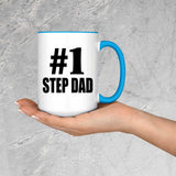 Number One #1 Step Dad - 15oz Accent Mug Blue