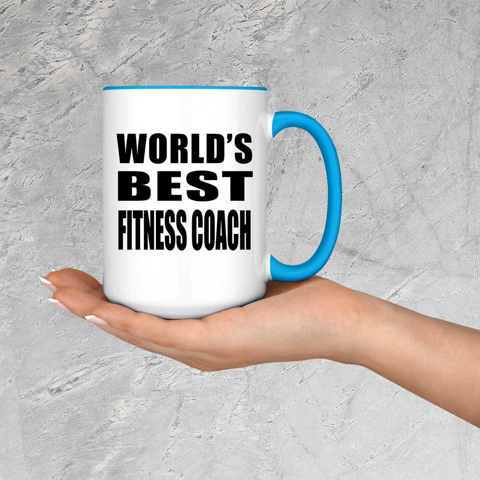 World's Best Fitness Coach - 15oz Accent Mug Blue