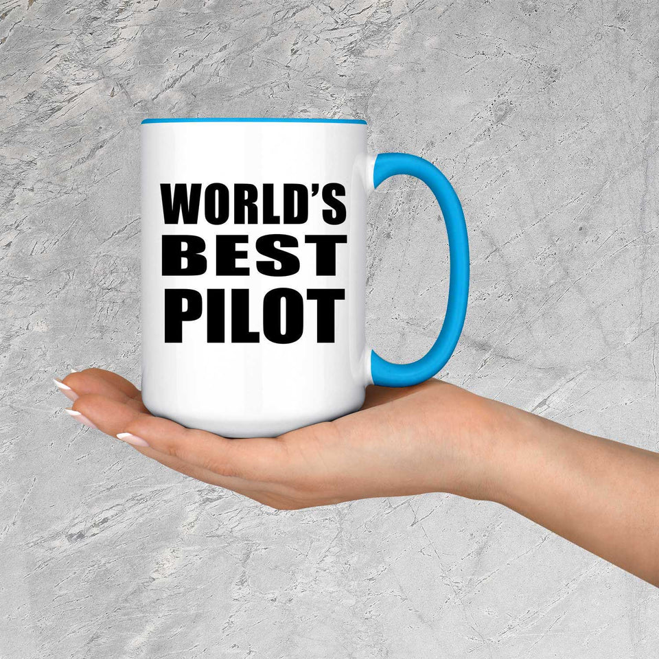 World's Best Pilot - 15oz Accent Mug Blue