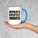 World's Greatest Broadcaster - 15oz Accent Mug Blue