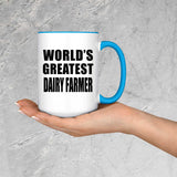 World's Greatest Dairy Farmer - 15oz Accent Mug Blue