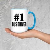Number One #1 Bus Driver - 15oz Accent Mug Blue