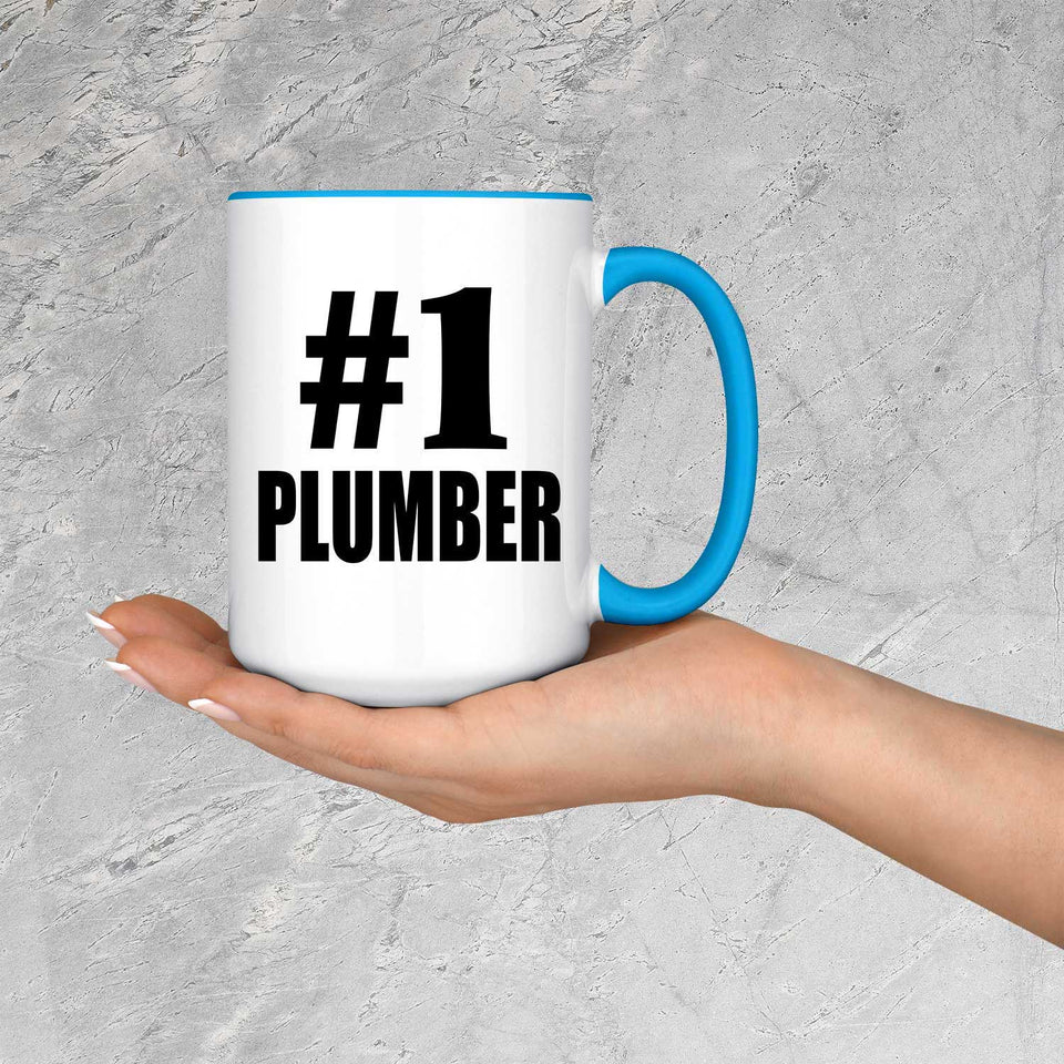 Number One #1 Plumber - 15oz Accent Mug Blue