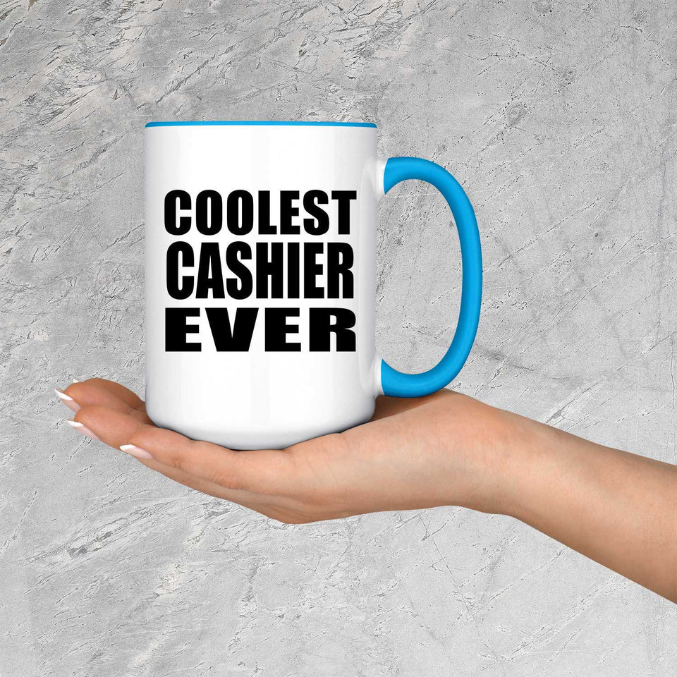 Coolest Cashier Ever - 15oz Accent Mug Blue