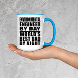 Environmental Engineer By Day World's Best Dad By Night - 15oz Accent Mug Blue