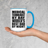 Medical Technologist By Day World's Best Dad By Night - 15oz Accent Mug Blue