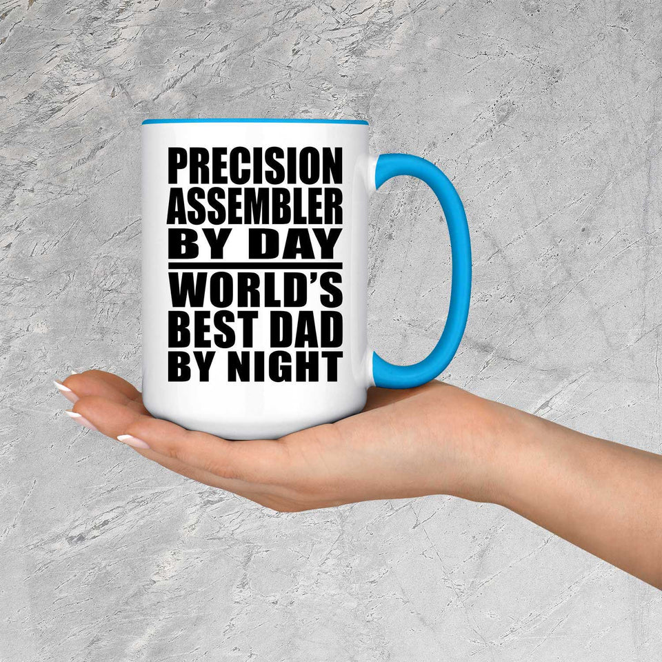Precision Assembler By Day World's Best Dad By Night - 15oz Accent Mug Blue