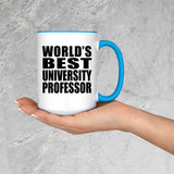 World's Best University Professor - 15oz Accent Mug Blue