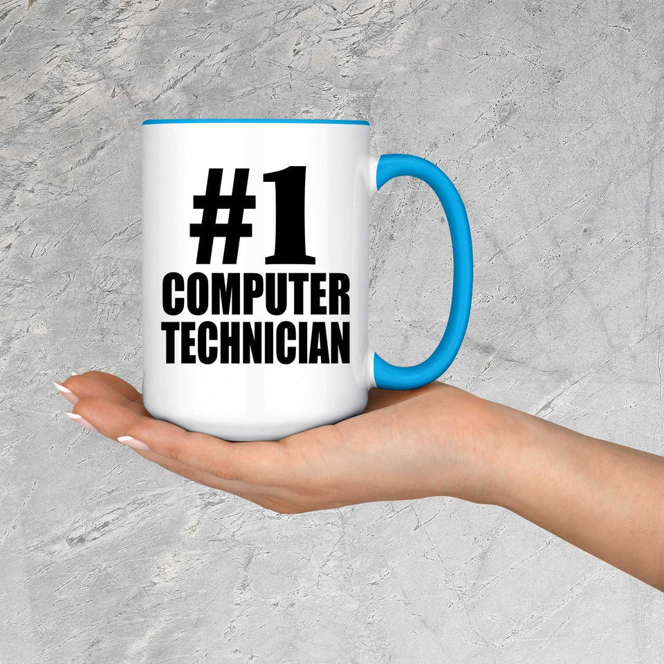 Number One #1 Computer Technician - 15oz Accent Mug Blue