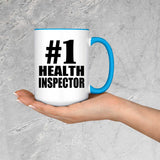 Number One #1 Health Inspector - 15oz Accent Mug Blue