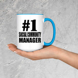 Number One #1 Social Community Manager - 15oz Accent Mug Blue