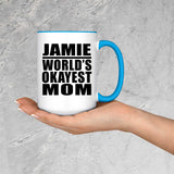 Jamie World's Okayest Mom - 15oz Accent Mug Blue