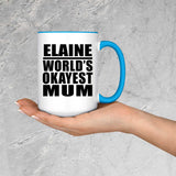 Elaine World's Okayest Mum - 15oz Accent Mug Blue