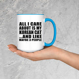 All I Care About Is My Korean Cat - 15oz Accent Mug Blue