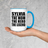 Sylvia The Mom The Hero The Legend - 15oz Accent Mug Blue