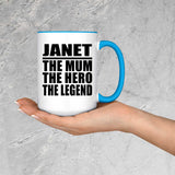 Janet The Mum The Hero The Legend - 15oz Accent Mug Blue