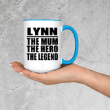 Lynn The Mum The Hero The Legend - 15oz Accent Mug Blue