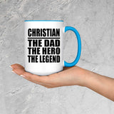 Christian The Dad The Hero The Legend - 15oz Accent Mug Blue