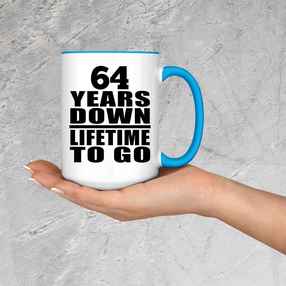 64th Anniversary 64 Years Down Lifetime To Go - 15oz Accent Mug Blue