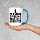 1st Anniversary 1 Year Of Being Mr Perfect - 15oz Accent Mug Blue