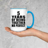 5th Anniversary 5 Years Of Being Mr Perfect - 15oz Accent Mug Blue