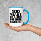 100th Anniversary 100 Years Of Being Mrs Perfect - 15oz Accent Mug Blue