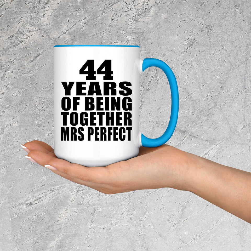 44th Anniversary 44 Years Of Being Mrs Perfect - 15oz Accent Mug Blue