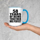 58th Anniversary 58 Years Of Being Mrs Perfect - 15oz Accent Mug Blue
