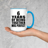 6th Anniversary 6 Years Of Being Mrs Perfect - 15oz Accent Mug Blue
