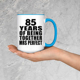 85th Anniversary 85 Years Of Being Mrs Perfect - 15oz Accent Mug Blue