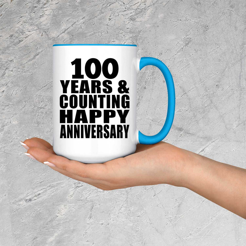 Happy 100th Anniversary 100 Years & Counting - 15oz Accent Mug Blue