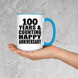 Happy 100th Anniversary 100 Years & Counting - 15oz Accent Mug Blue