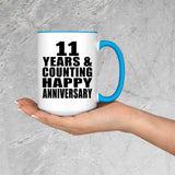 Happy 11th Anniversary 11 Years & Counting - 15oz Accent Mug Blue