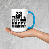 Happy 22nd Anniversary 22 Years & Counting - 15oz Accent Mug Blue