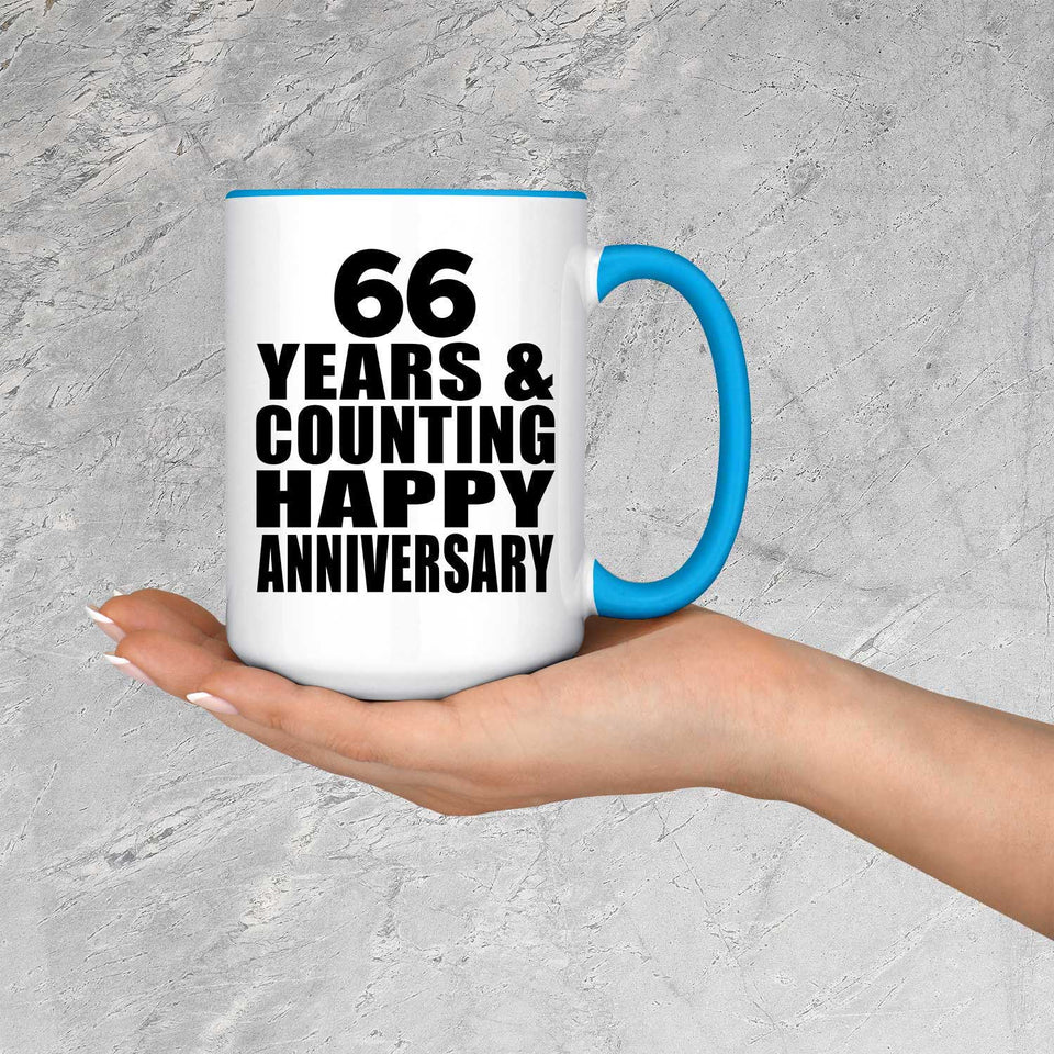 Happy 66th Anniversary 66 Years & Counting - 15oz Accent Mug Blue