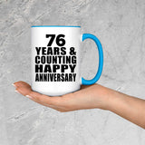 Happy 76th Anniversary 76 Years & Counting - 15oz Accent Mug Blue