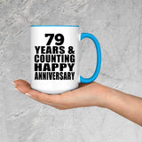 Happy 79th Anniversary 79 Years & Counting - 15oz Accent Mug Blue