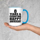 Happy 8th Anniversary 8 Years & Counting - 15oz Accent Mug Blue