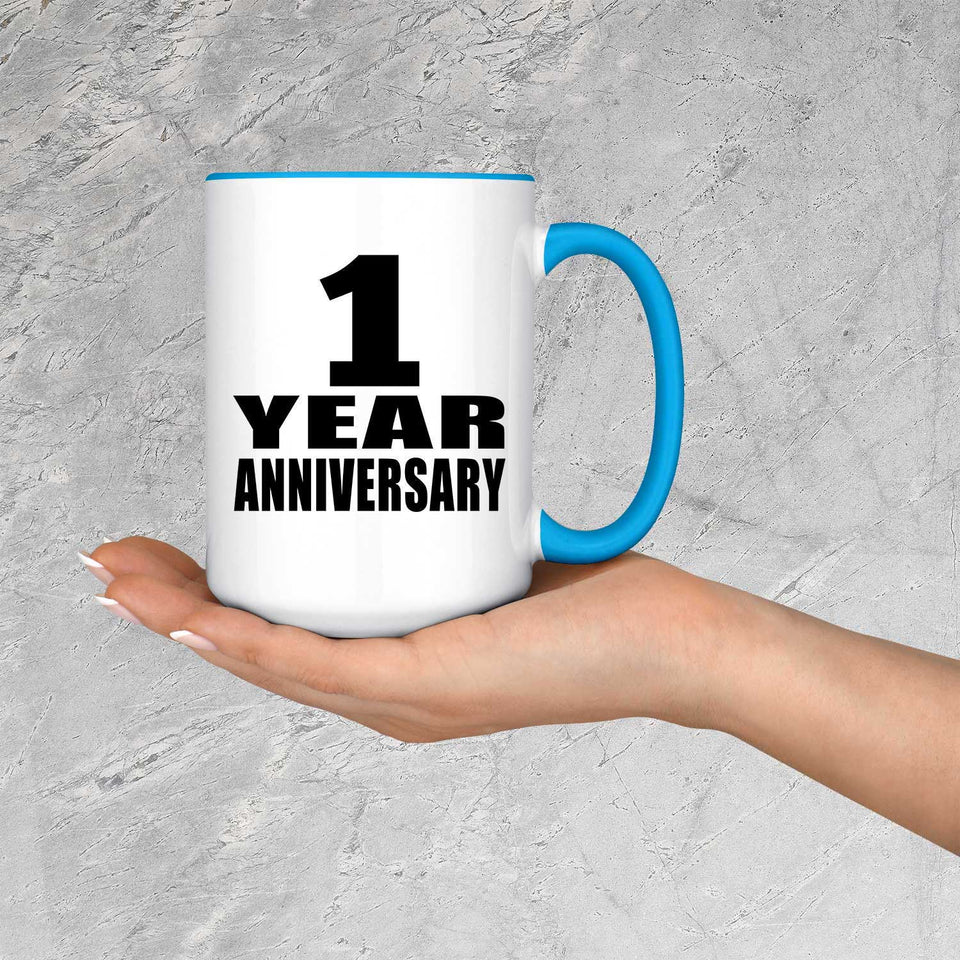 1st Anniversary 1 Year - 15oz Accent Mug Blue