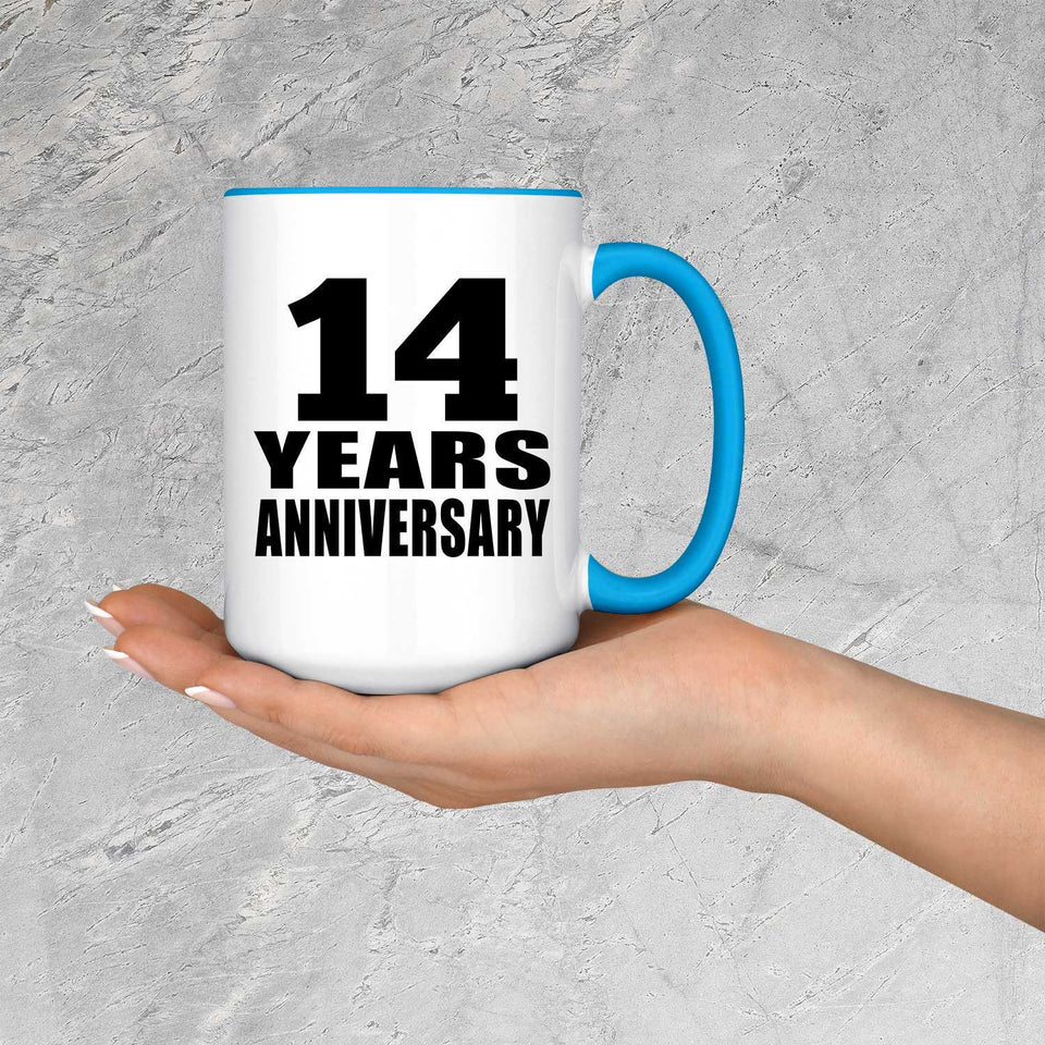 14th Anniversary 14 Years - 15oz Accent Mug Blue