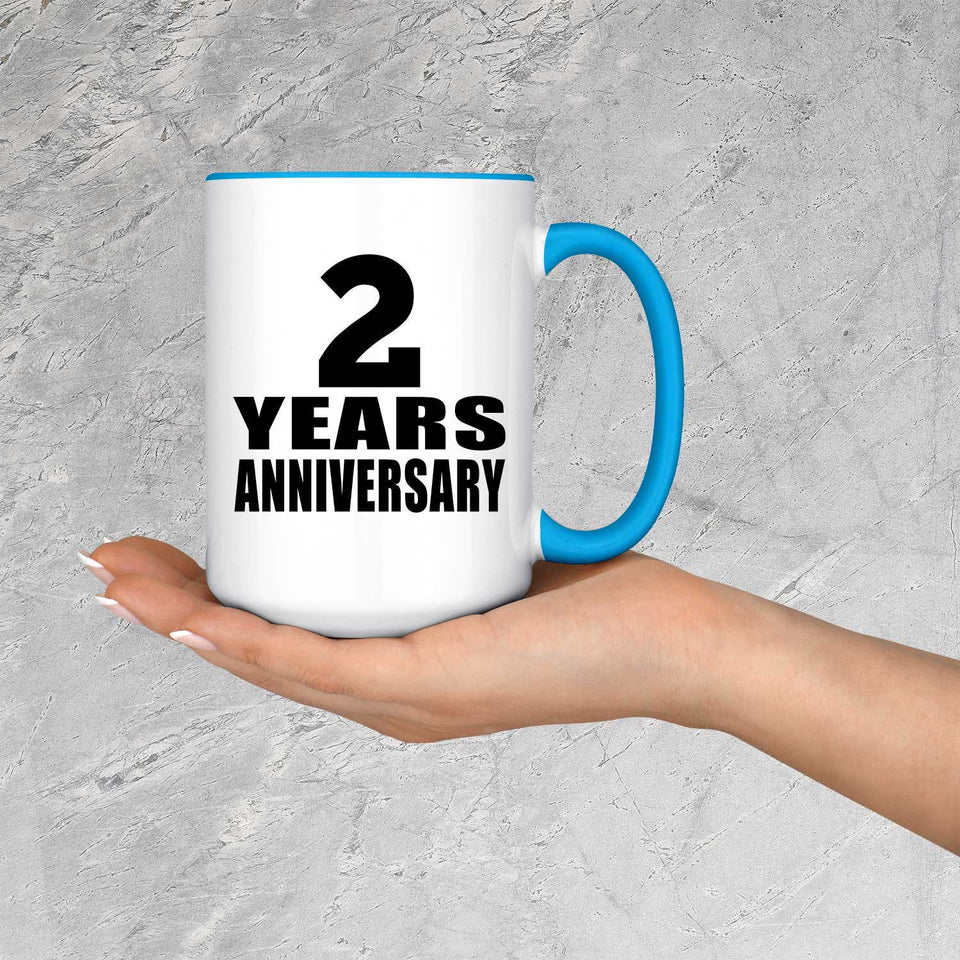 2nd Anniversary 2 Years - 15oz Accent Mug Blue
