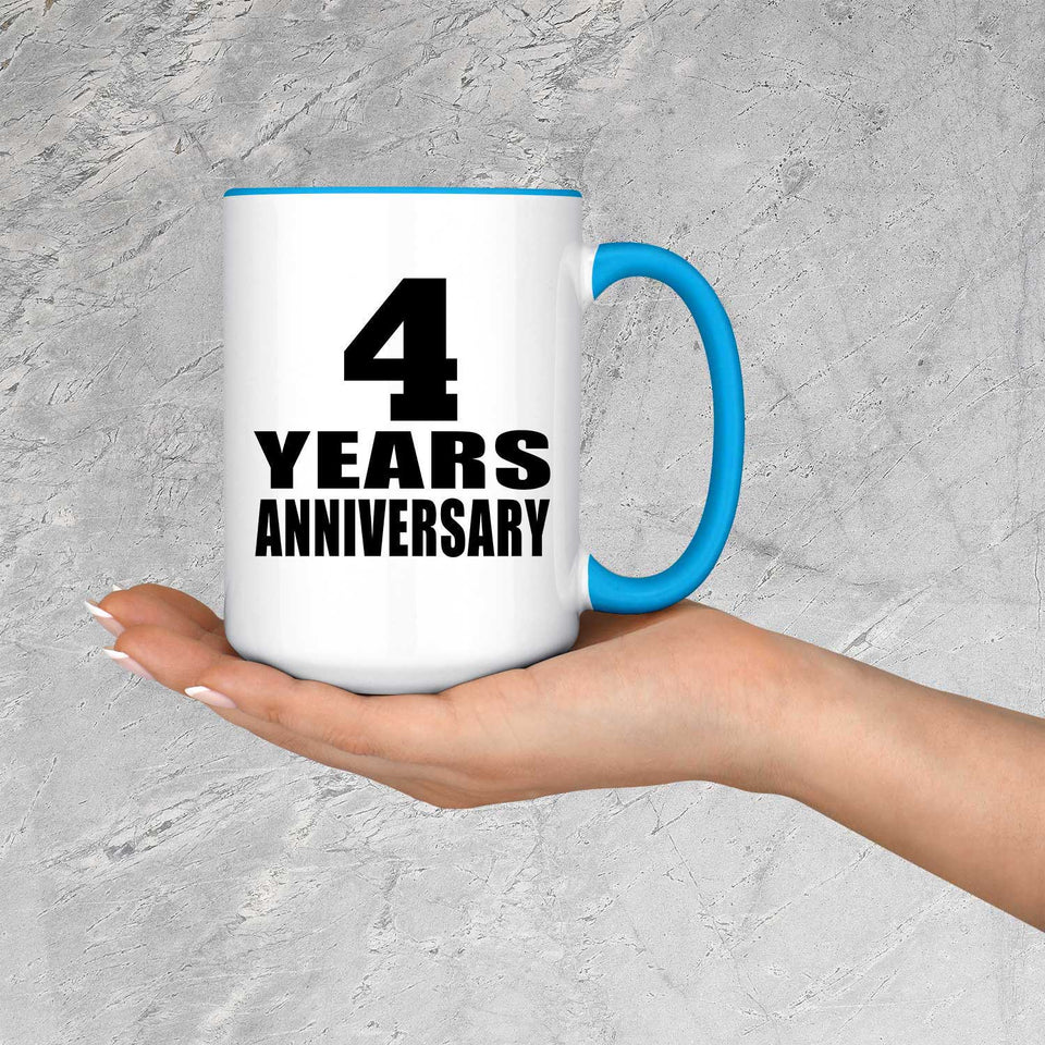 4th Anniversary 4 Years - 15oz Accent Mug Blue