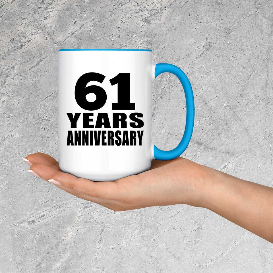 61st Anniversary 61 Years - 15oz Accent Mug Blue